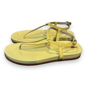 Sam Edelman Womens Yellow Leather T Strap‎ Flat Sandals Sz 6.5